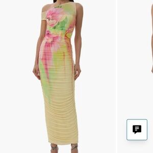 AFRM One Shoulder Floral Dress - Pink, Green, Cream